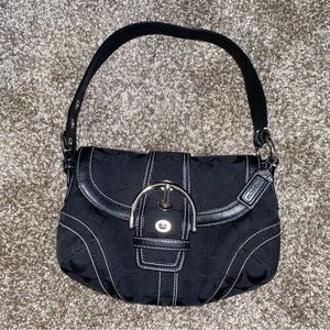 Mini soho black buckle canvas coach bag